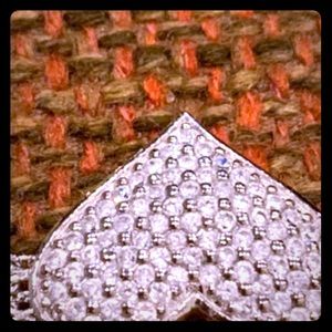 Icz Stonez Sterling Silver CZ Heart Mesh Bracelet